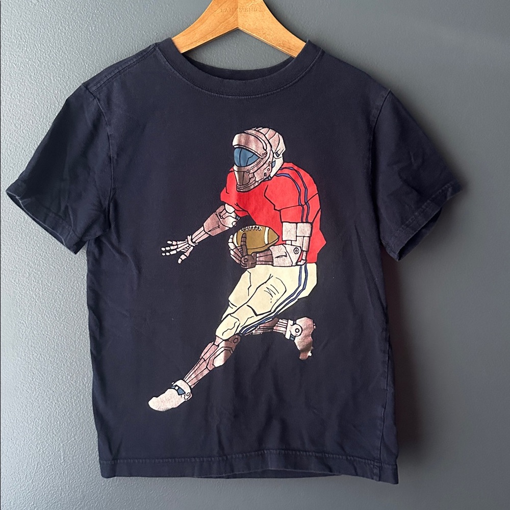 🏈 GYMBOREE gymgo boys Short Sleeve Tee shirt size large football blue euc